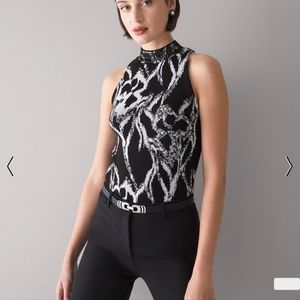 White House Black Market Beaded Brush Halter Top Size Medium